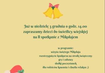 Spotkanie ze świętym Mikołajem w Świetlicy Wiejskiej