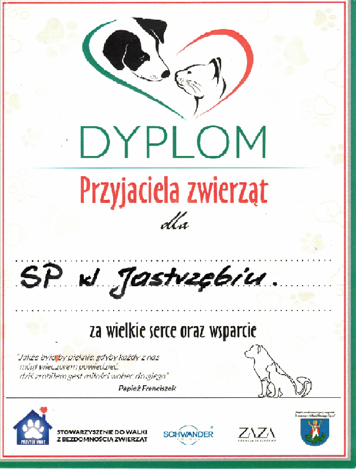 Dyplom Przyjaciela zwierząt