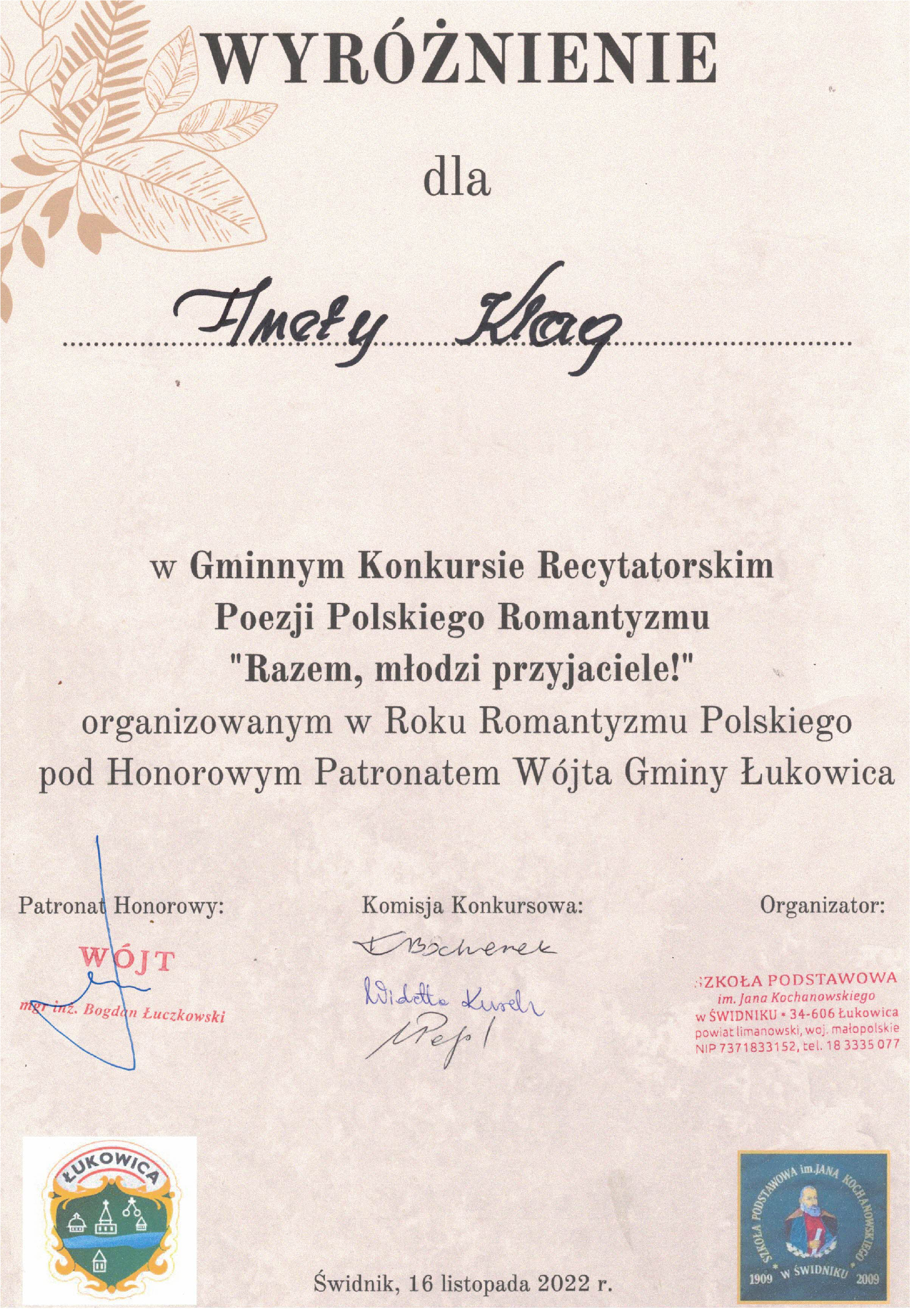 Gminny konkurs recytatorski