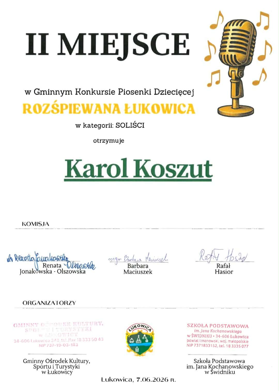 Gminny Konkurs Piosenki Dziecięcej 