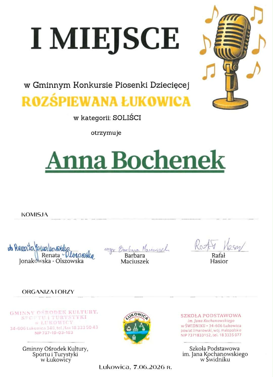 Gminny Konkurs Piosenki Dziecięcej 