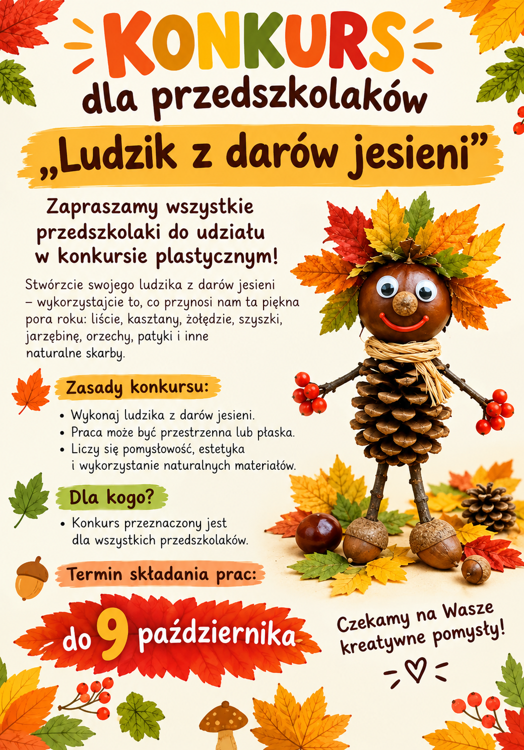 Konkurs plastyczny „Ludzik z darów jesieni”